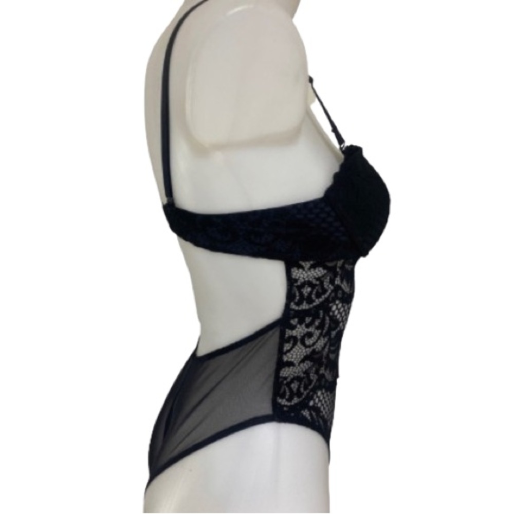 La Senza Ultra Sexy Unlined Push Up Bra Black Lace BodySuit XS - Picture 8 of 15